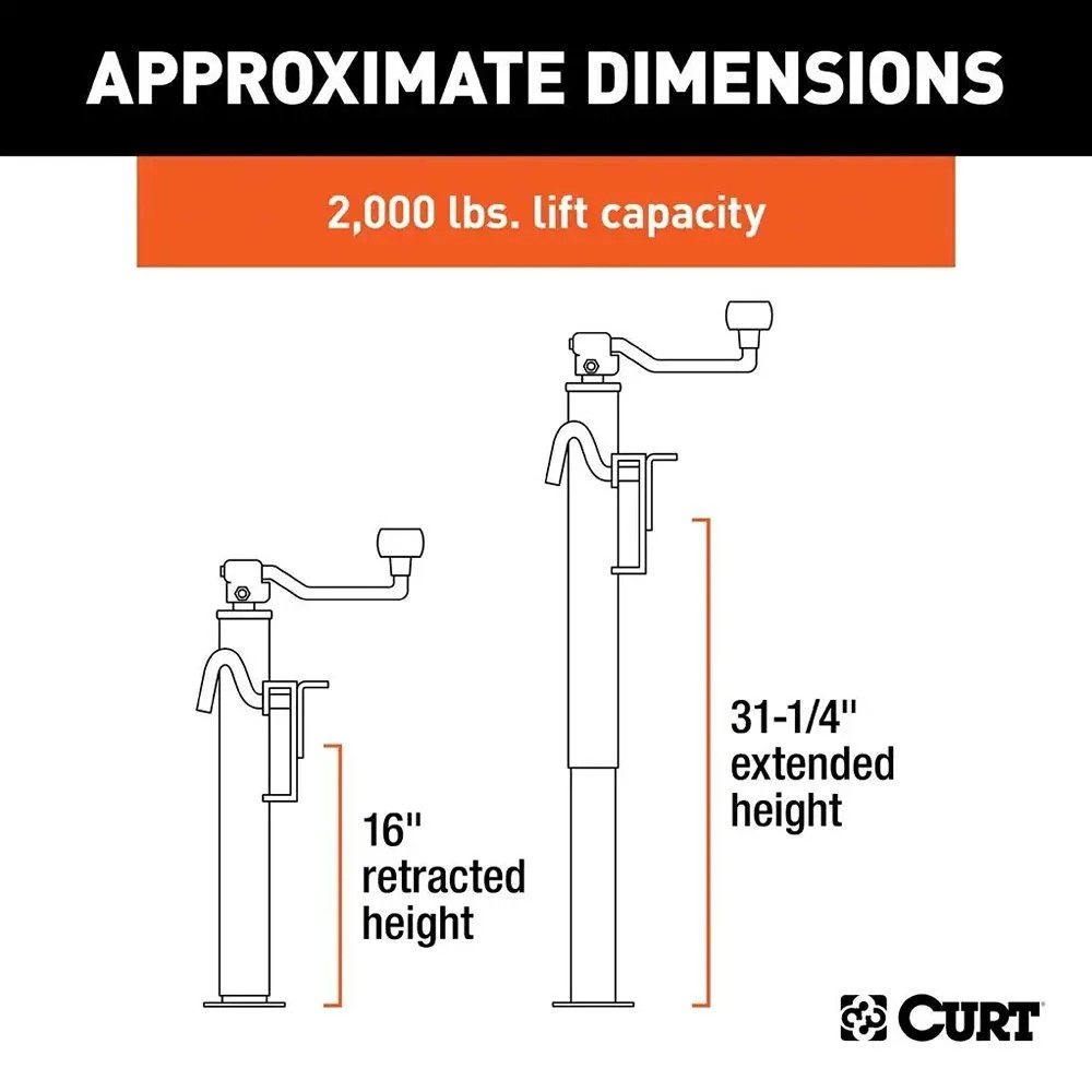 CURT 28304 Bracket Mount Topwind Swivel Jack