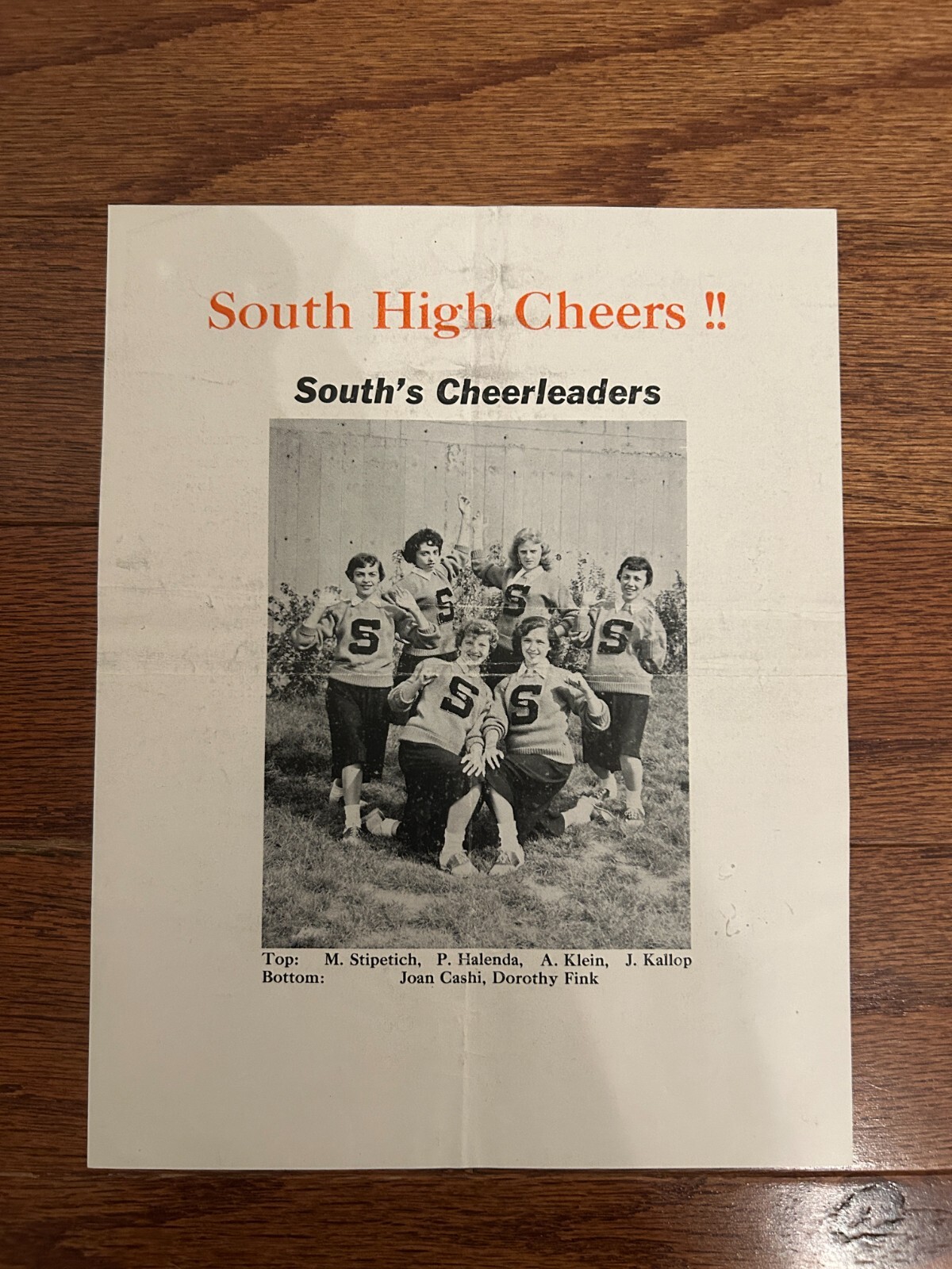 1950s Vintage Pittsburgh "SOUTH HILLS CHEERLEADERS" {Football Fight Song} Insert