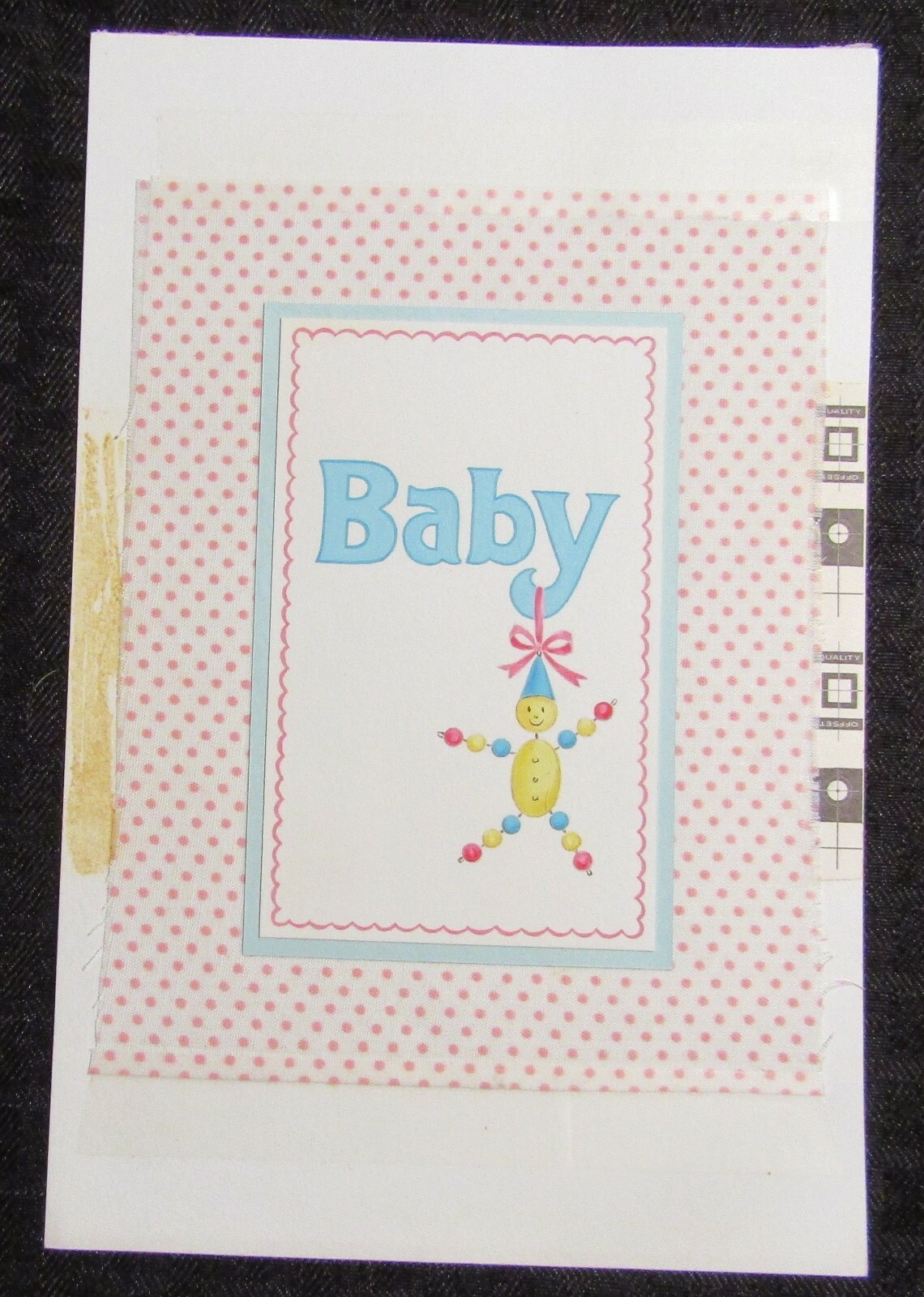 WELCOME BABY with Clown Toy on Ribbon 6x9" Greeting Card Art #J1809 w/ 1 Card