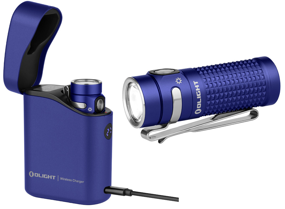 Olight Baton 4 Regal Blue Premium Rechargeable Flashlight & Charging Case, 1300L