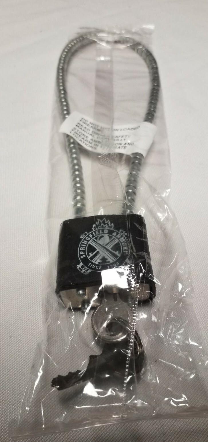 6.5" Long Steel Cable Shaft Metal Gun Padlock W/ 2 Keys Springfield Armory