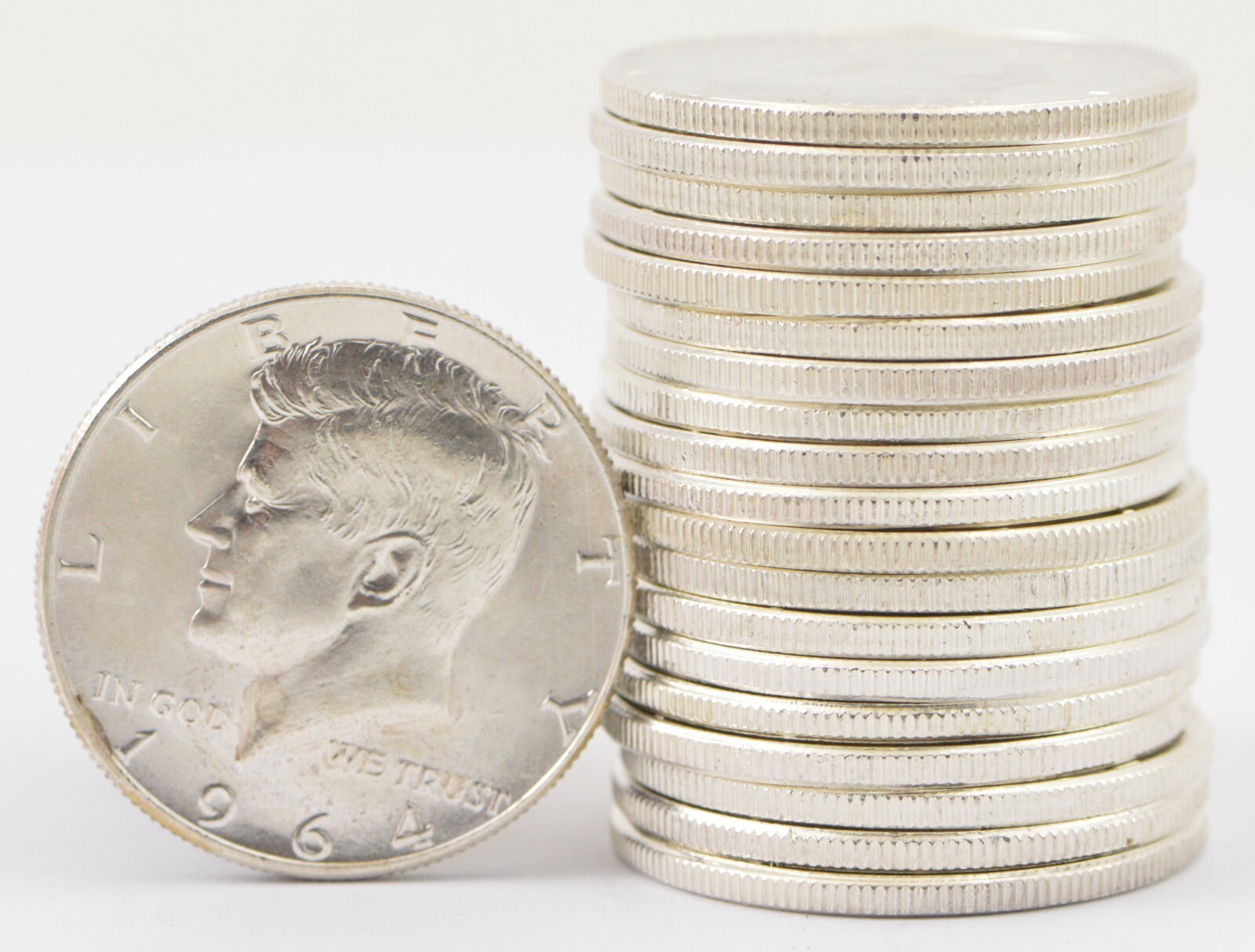 Lot (20) BU Unc 1964 Kennedy Half Dollar Roll 90% Silver $10 Face