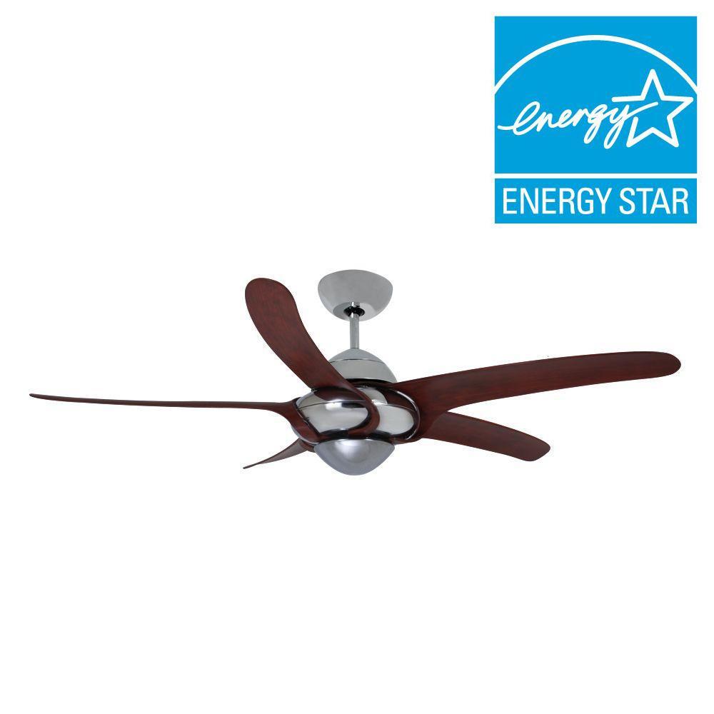 Vento Uragano 54 in. Indoor Chrome Ceiling Fan with 5 Mahogany Blades  K-00073