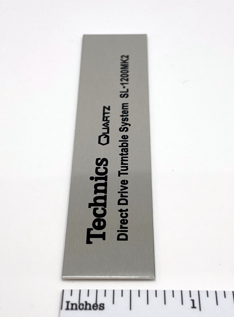 Technics SL-1200MK2 Turntable Replacement Badge Custom Made Silver Aluminum