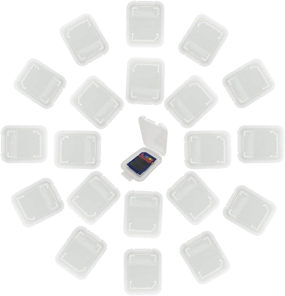 Plastic Memory Card Storage Case Compatible with SD MMC/SDHC PRO Duo White (20