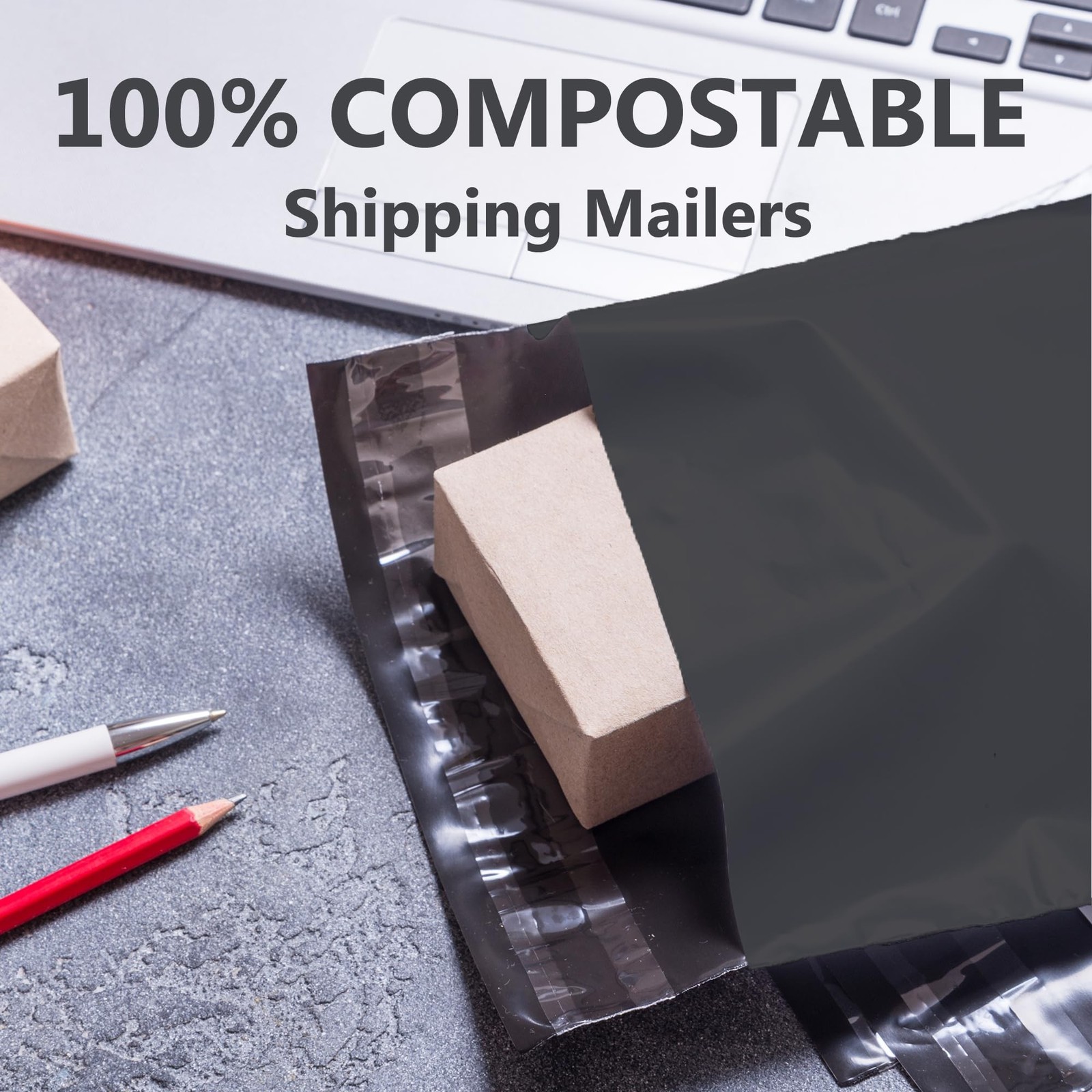 10.6x16.7 inch Compostable Shipping Bags 50 Count Compost Poly Mailers with E...