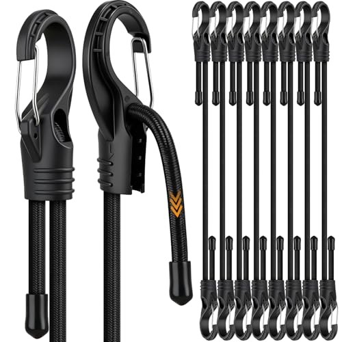 8-Piece 24'' Adjustable Carabiner Bungee Cords with Hooks