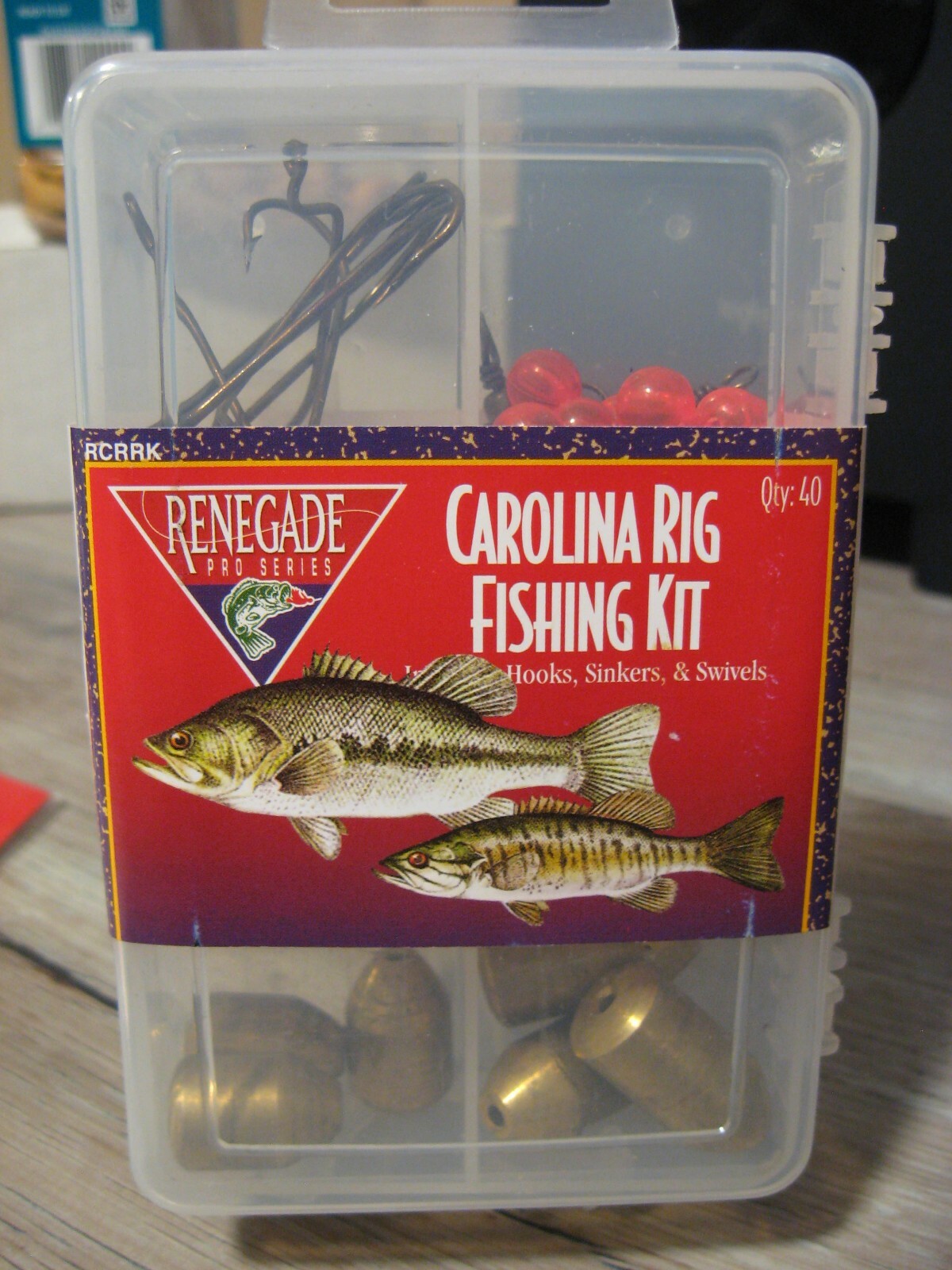 40 Piece Carolina Rigging Kit Fishing Hooks & Weights In Rig Storage Case