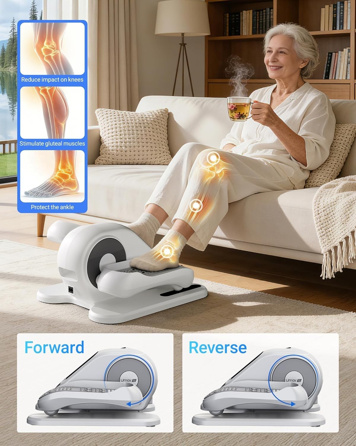 Under Desk Elliptical Machine Leg Exerciser For Home With Remote Control
