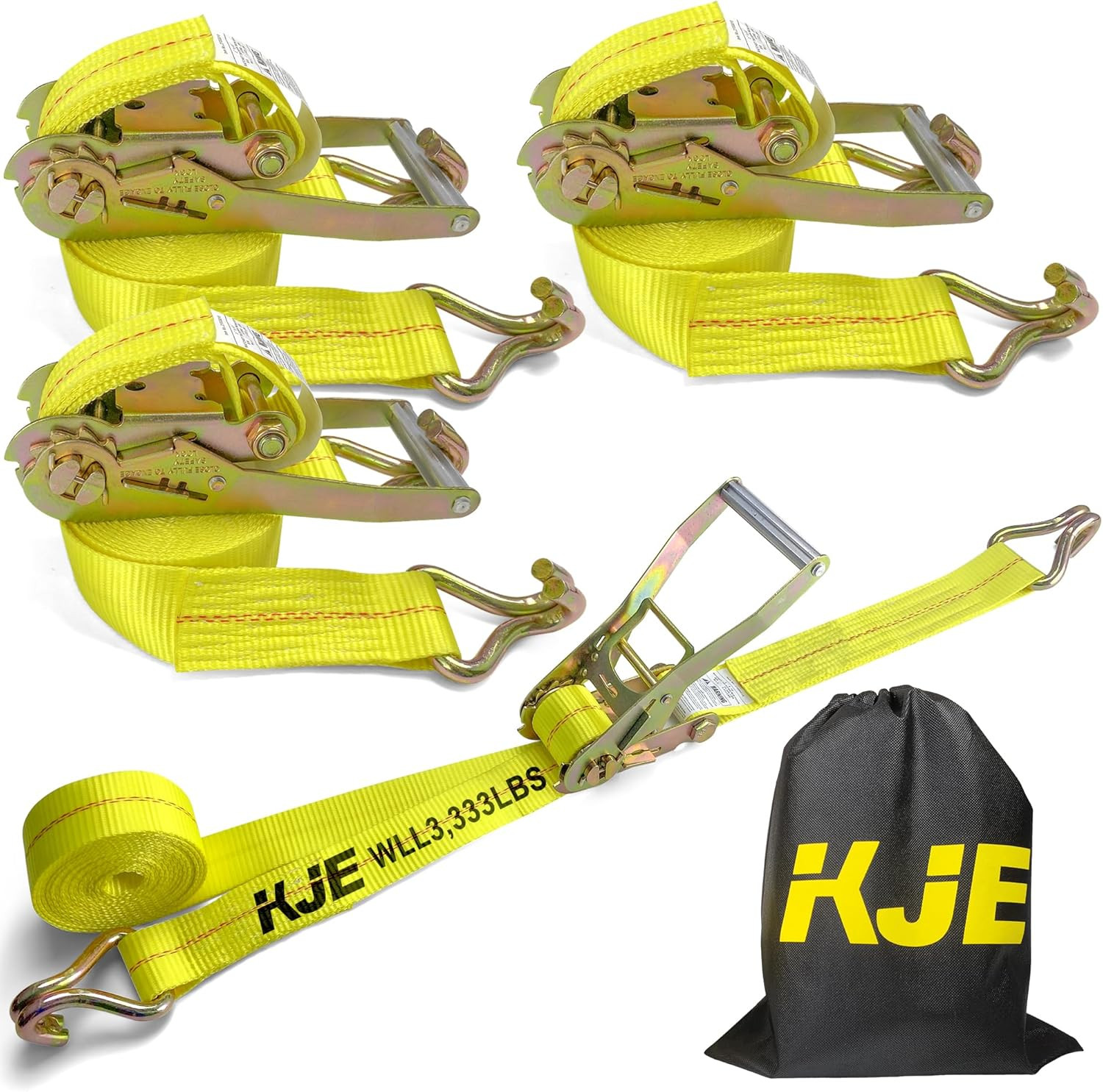 Ratchet Straps Heavy Duty(4 Pack), 2" X 15' Ratchet Strap 10,000 Lbs Max Break S