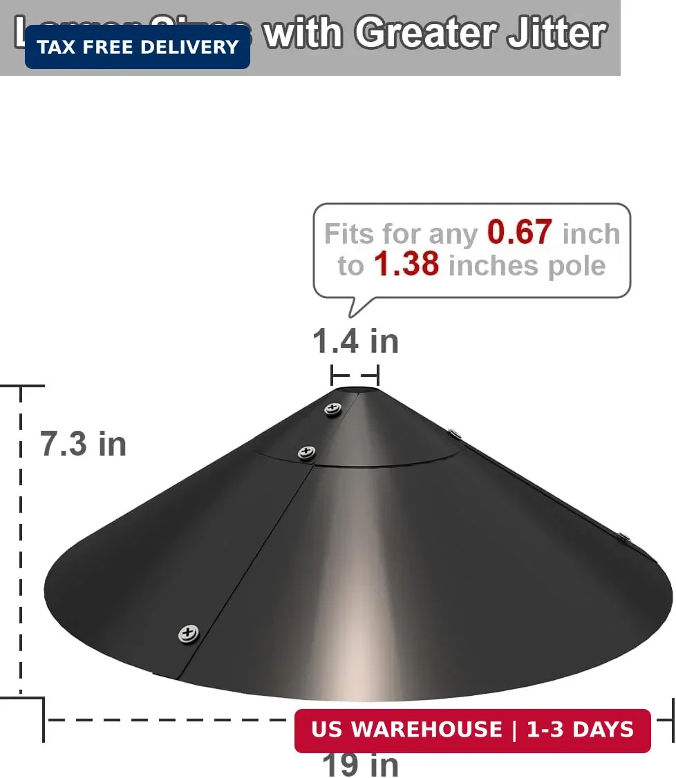 Metal Squirrel Baffle for Bird Feeder Pole, Outside Pole Mount Bird