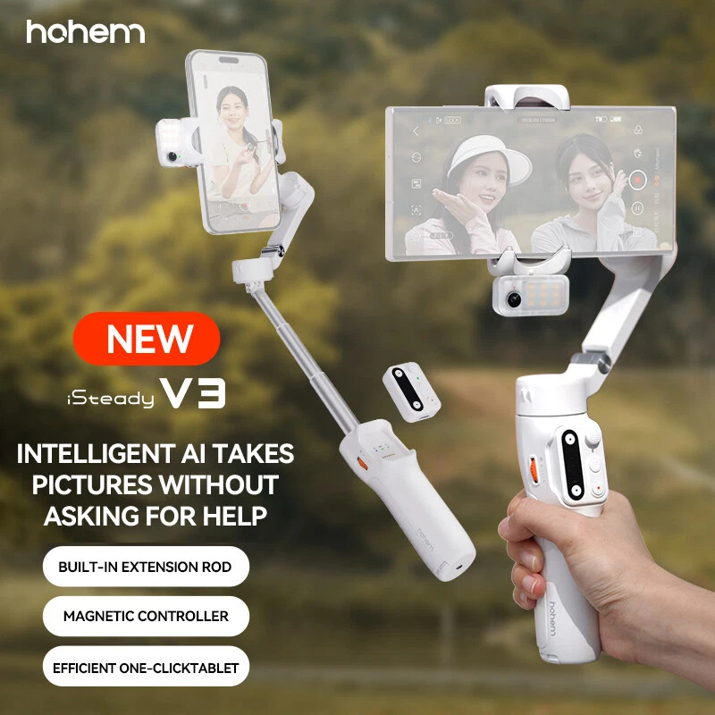 Hohem iSteady V3 3-Axis Phone Gimbal Stabilizer AI Tracker Fill Light Smartphone