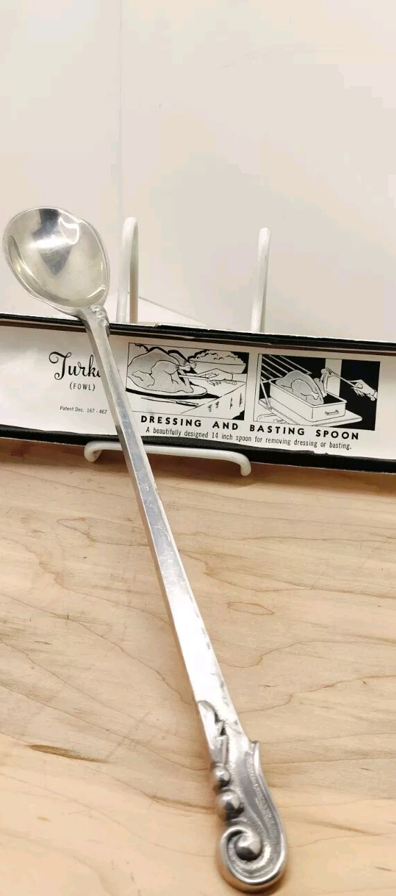 VTG 1950s TURKEY (FOWL) DRESSING & BASTING SPOON 14" LONG ORIGINAL BOX