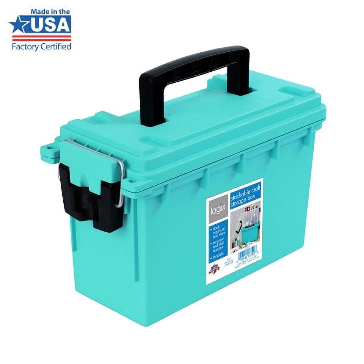 11.5 Inch Stackable Storage Container Teal Water Resistant for Crafts