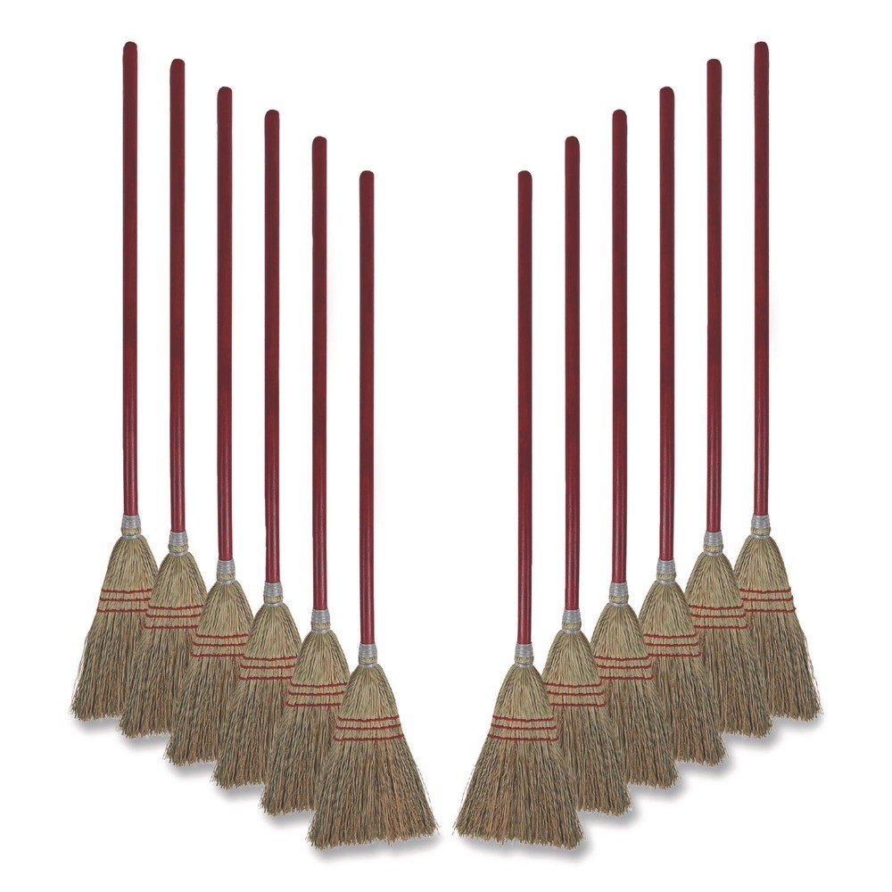 Boardwalk 951TCT Lobby/Toy Broom w/ 39" Wood Handle - Red/YEL (12/Carton) New