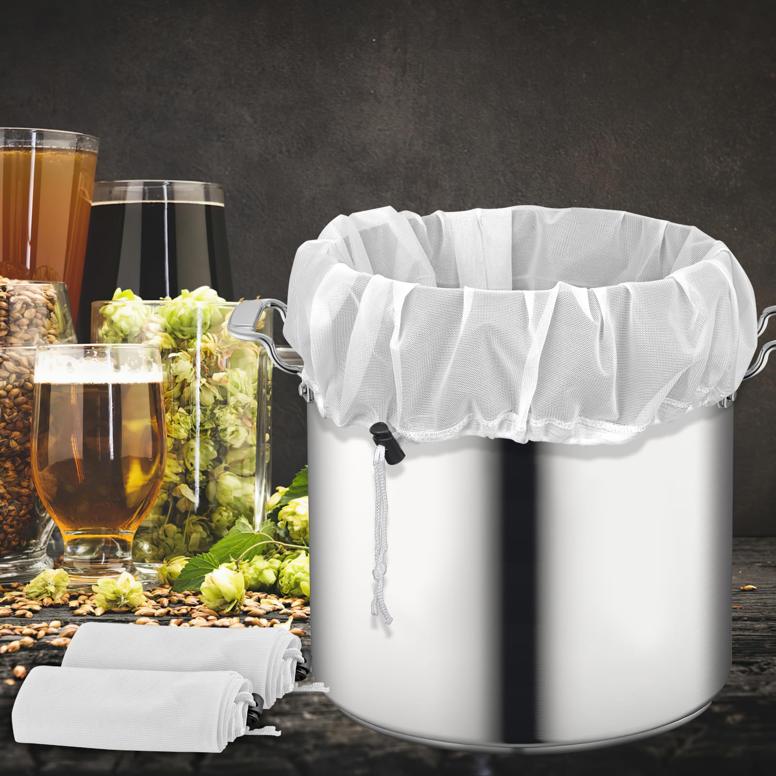 2 Pack Extra Large Reusable Straining Bag, 26"x22" 250 Micron Fine Mesh Strainer