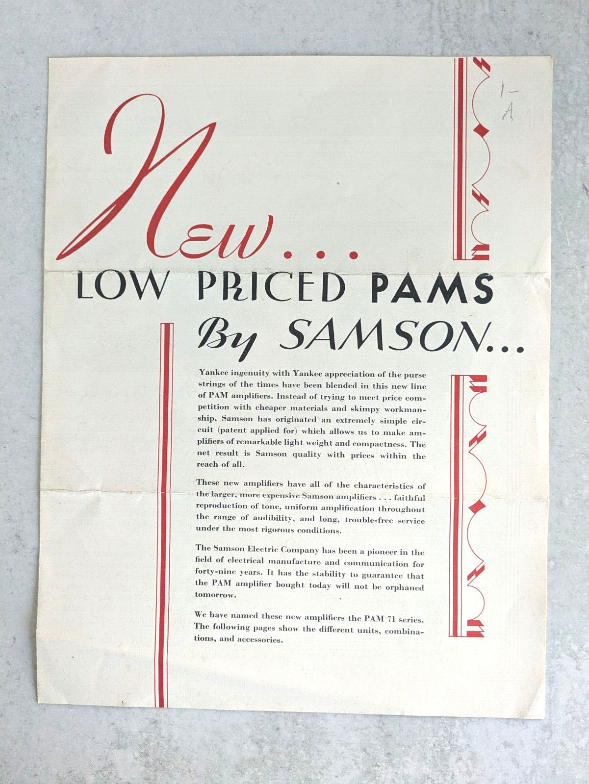1931 Samson Electric Co Amplifiers & Microphones Sales Brochure