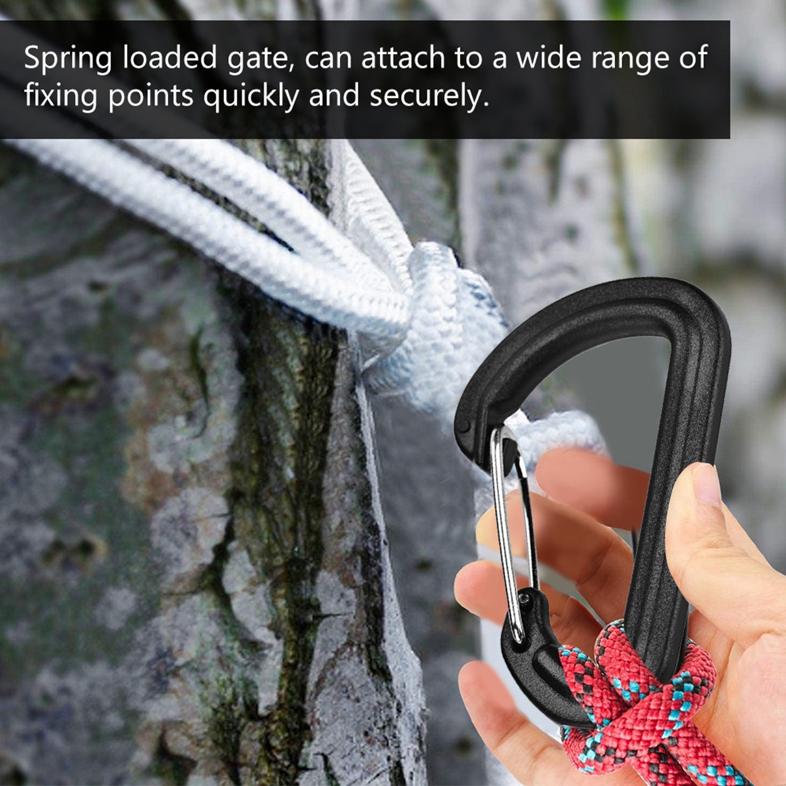 20Pcs Plastic Carabiner Climbing Hiking Locking Buckle Key Ring Outdoor FA