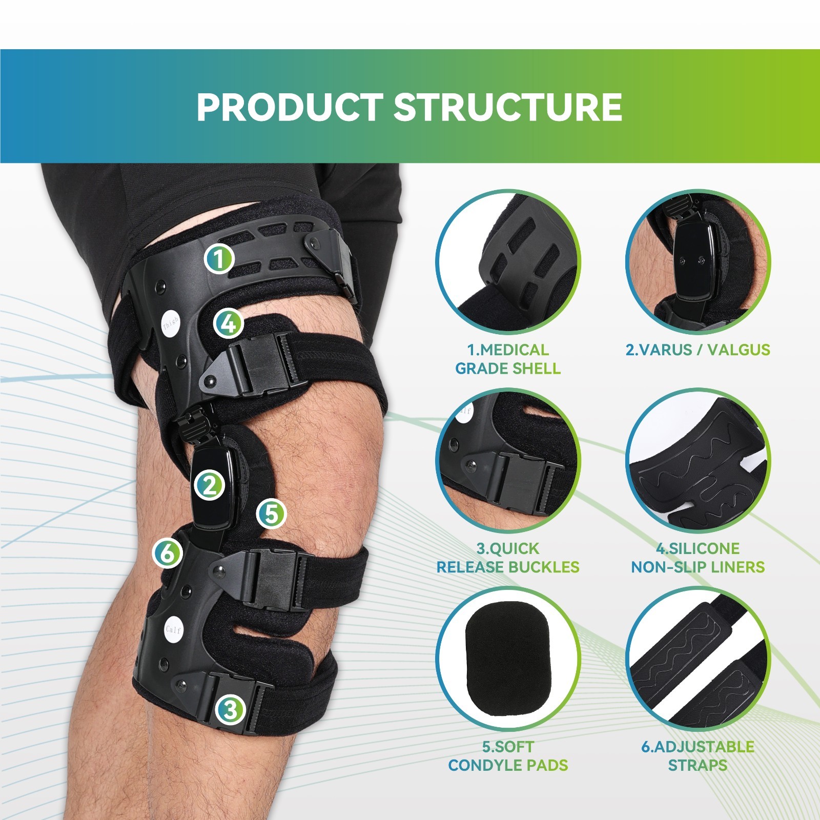 Knee Brace For Bone-on-Bone Pain Relief & Knee Support,Adjustable