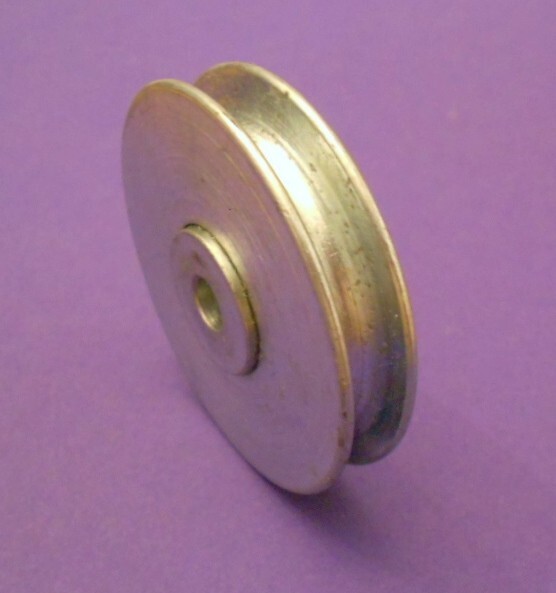ONE each 2" Outside Dia. STEEL SHEAVE PULLEY w/Center Hub Bearing  1/4" U Groove