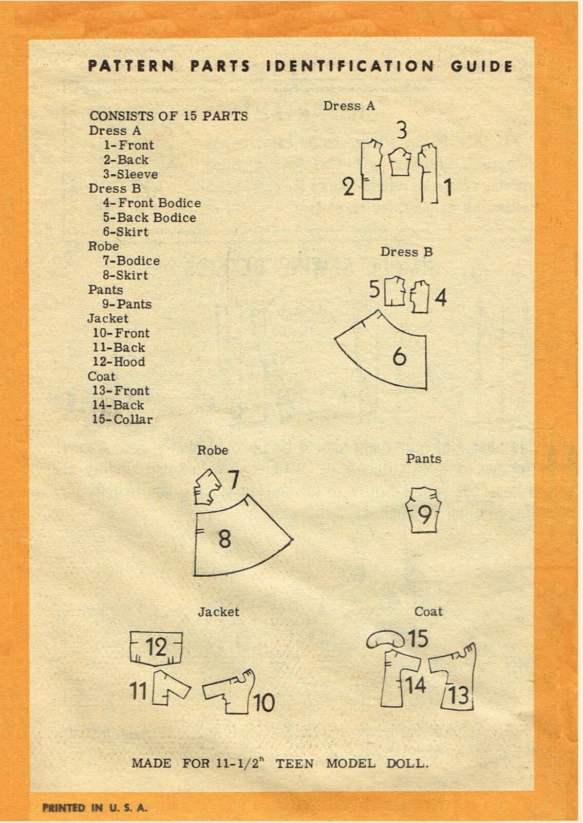 Barbie DOLL Patterns Size 11.5" ~6 patterns~ Vintage Mail Order