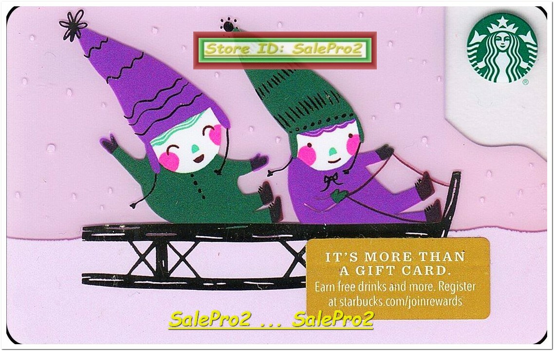 STARBUCKS COFFEE 2018 USA CHILDREN ON CHRISTMAS SLED #6157 COLLECTIBLE GIFT CARD