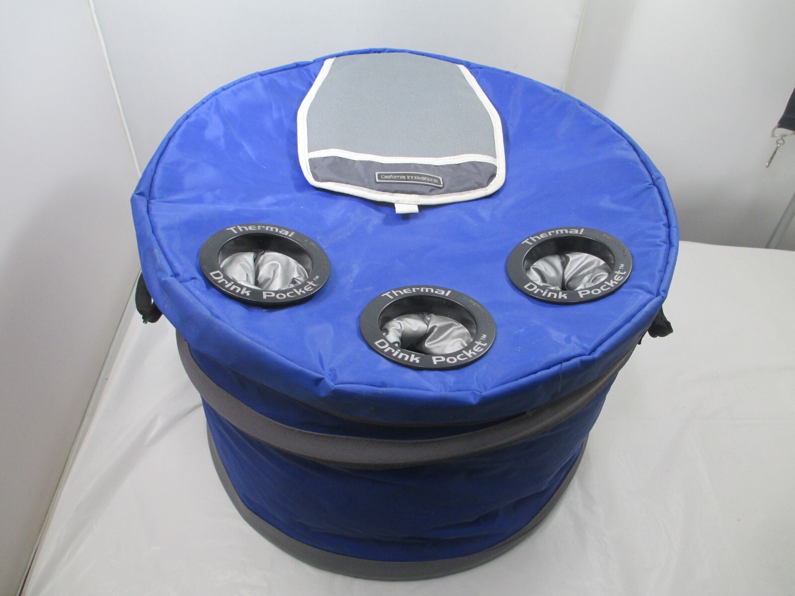 California Innovations Thermal Cooler With Drink Pockets Round Blue 5 Gallon