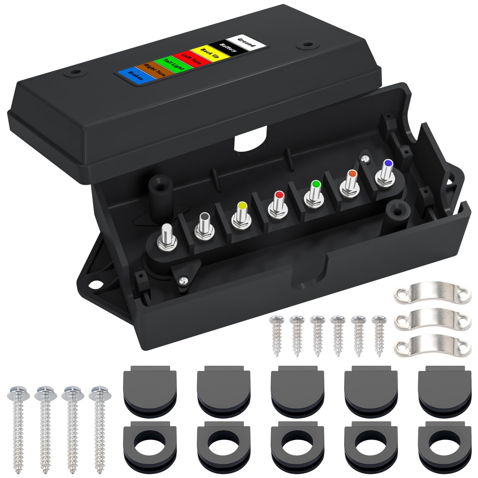 7 Way Trailer Junction Box Weatherproof 7 Pin Wiring for RV Camper Trailer