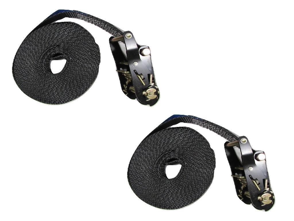 Ratchet Straps Tie Down 25MM 1.5T 8M X2 (Heavy Duty Lashing Cargo Endless Black)