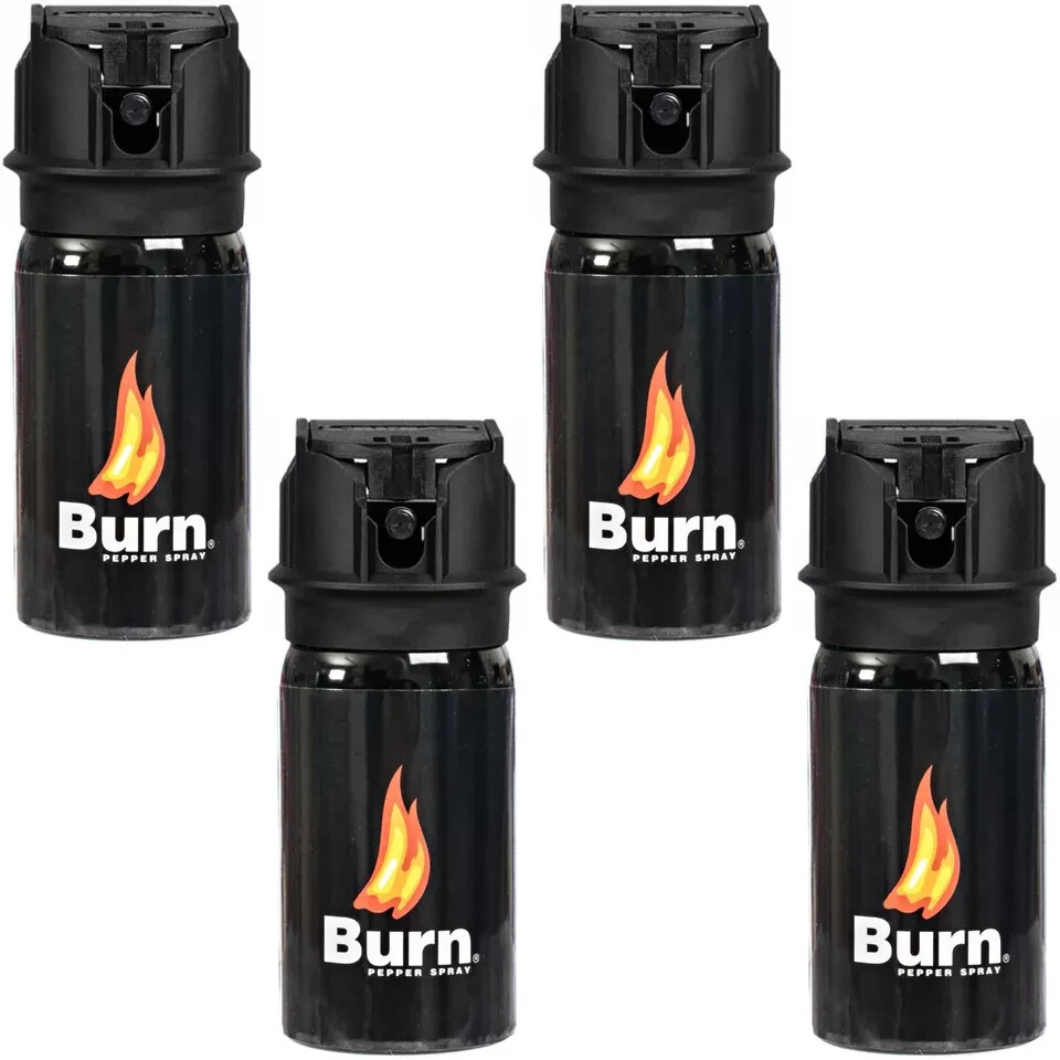 4 Pack Burn Pepper Spray Police Strength Self Defense Security - 1.35oz Black