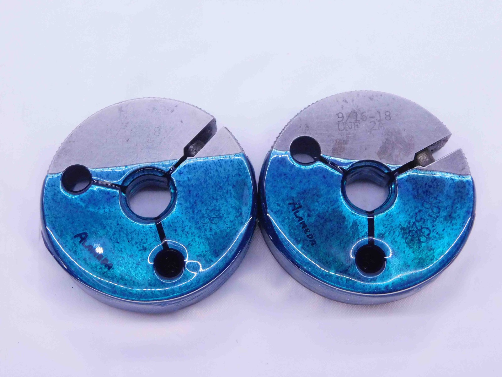 9/16 18 UNF 2A THREAD RING GAGES .5625 GO NO GO P.D.'S = .5250 & .5205 CHECK