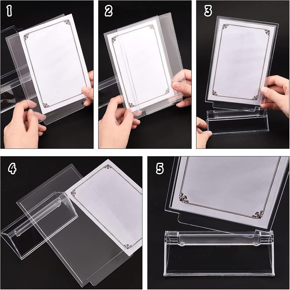6sets T-shape Acrylic Display Stand Rectangle Clear 11.4x6x19.4cm Storage
