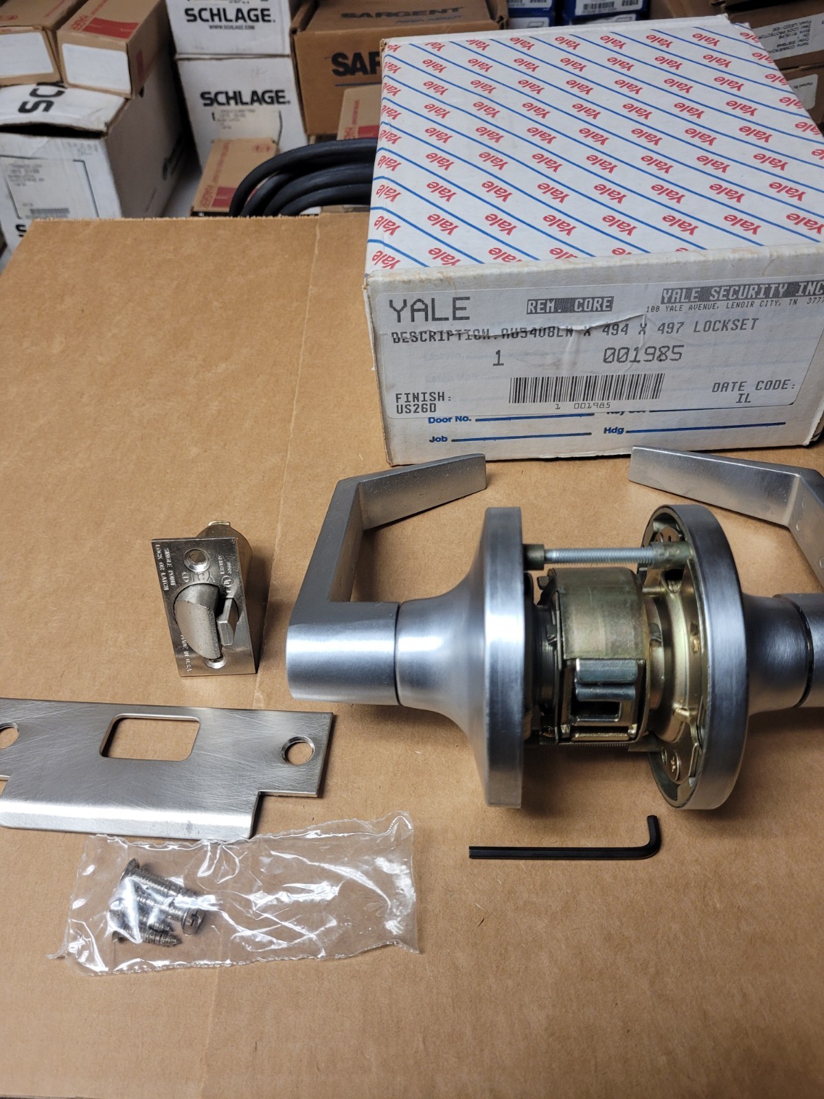 Yale BAU5408LN US26D Interchangeable Core Entry Classroom Lever Lockset NIB