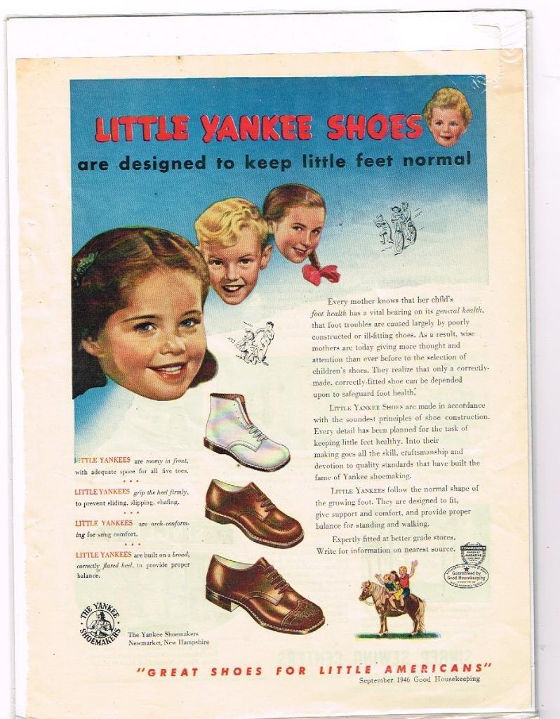 Vintage 1946 Mag Ad Little Yankee Shoes for Children; Shoes for Little Americans