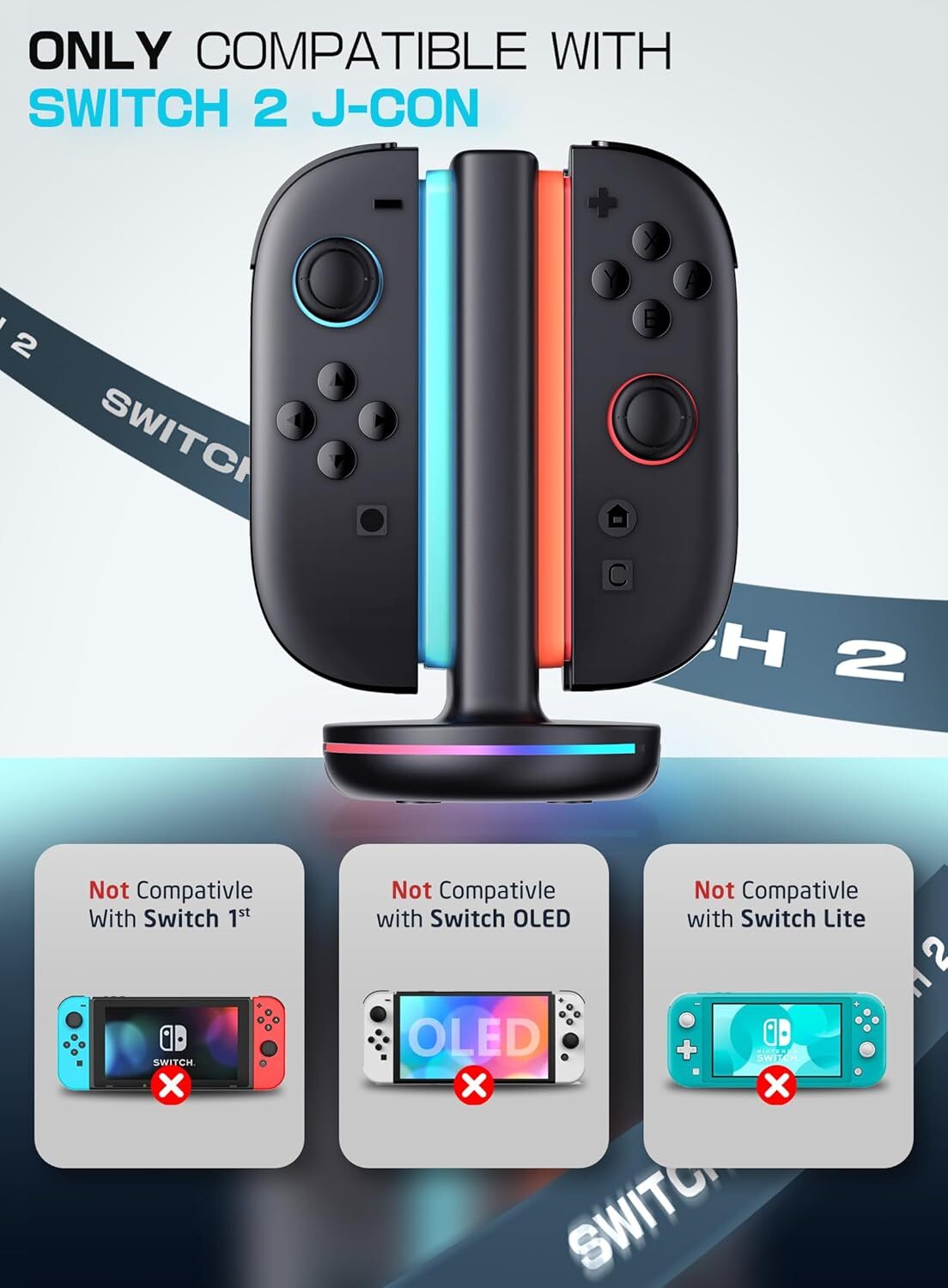 SUPCASE Charging Dock for Nintendo Switch 2 Dual-Direction Charger Stand Station