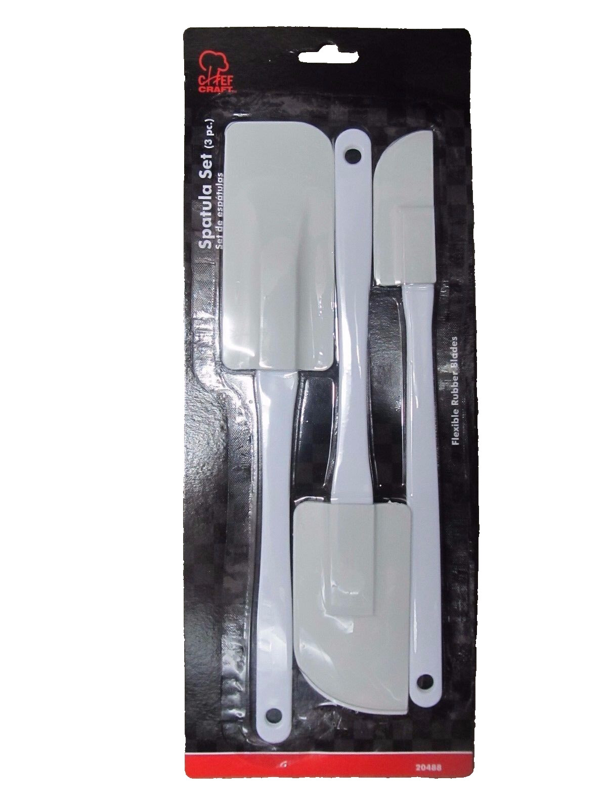 Chef Craft 20488 Three (3) Piece White Spatula Set with Flexible Blades