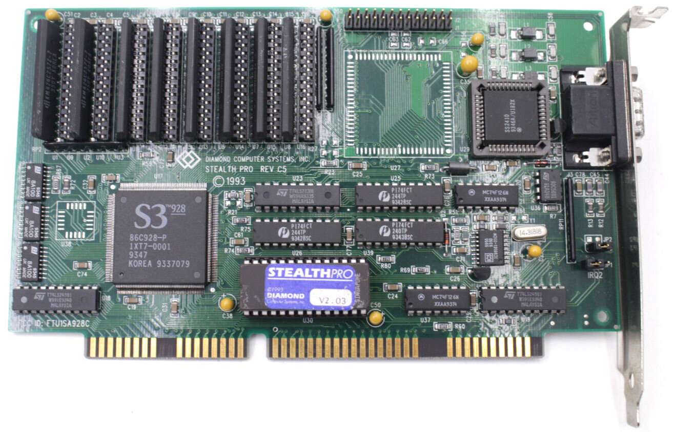 Vintage 1993 Diamond StealthPRO ISA Graphics Card 1MB! VGA