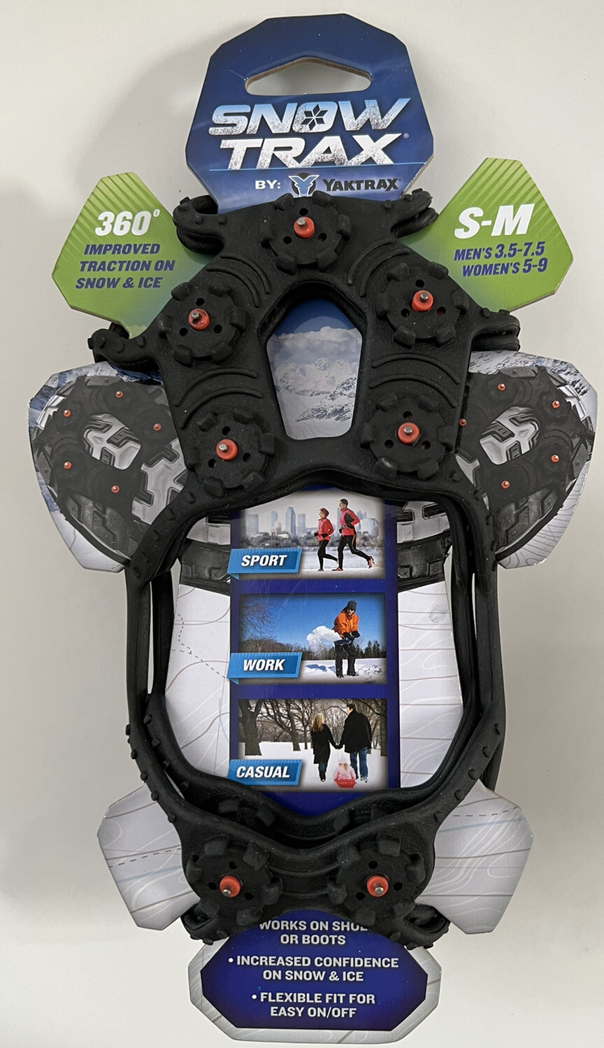 Snow Trax FOOTWEAR by Yaktrax S-M (M 3.5-7.5 & W 5-9)