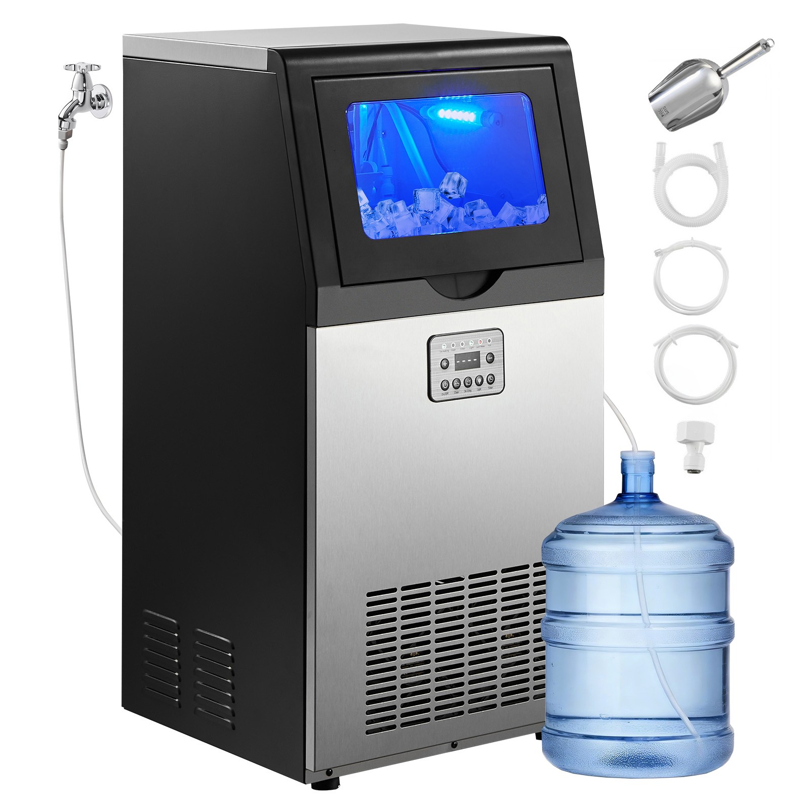 Uimoso 120lb Commercial Ice Maker Under Counter Ice Cube Machine 16-30lb Storage