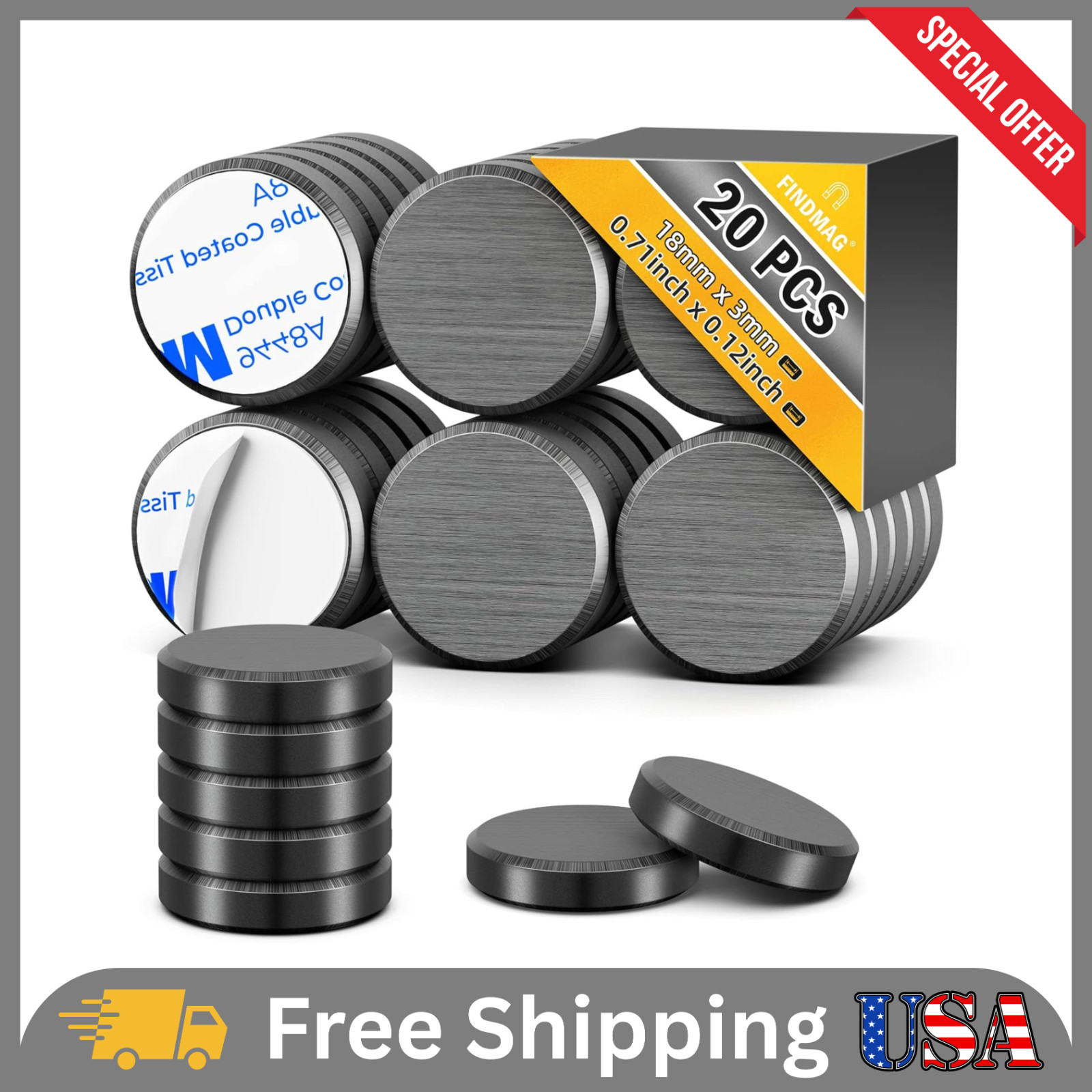 20Pack Magnets for Crafts with Adhesive Backing,Round Disc Magnets Strong Stick.