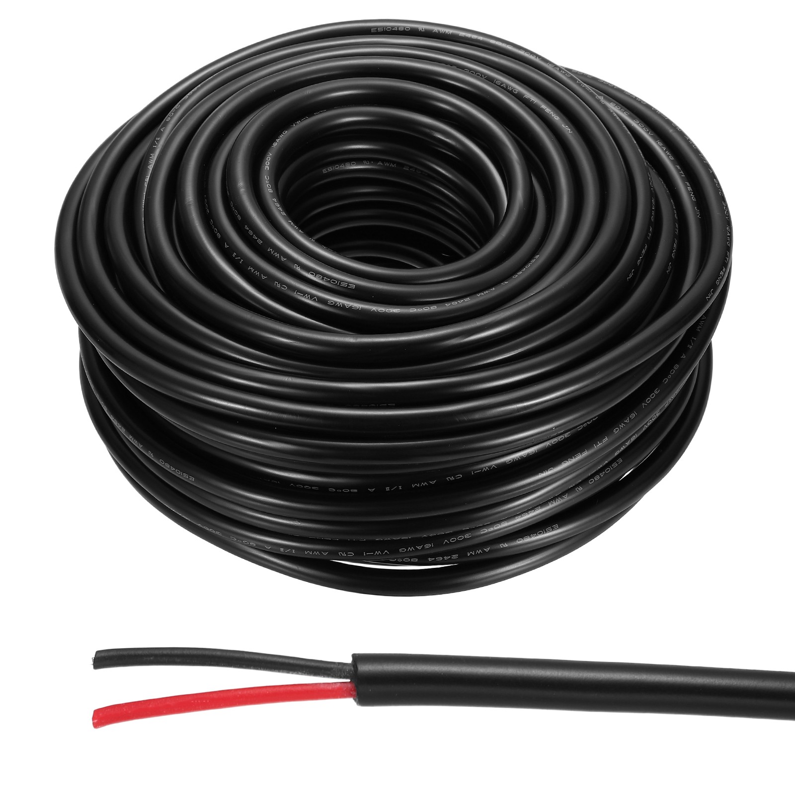 12AWG Electrical Wire 2 Conductors UL2464 Tinned Copper 100FT Low Voltage Black