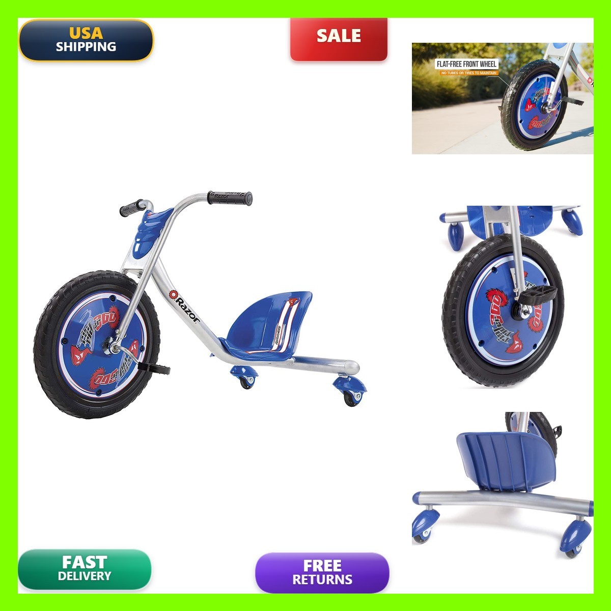 Razor Riprider 360 Caster Trike For Kids Ages 5 - Handlebars Steel Frame