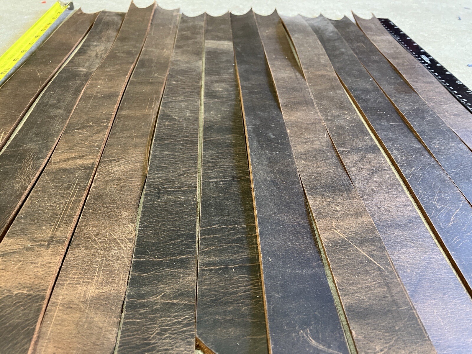 Crazyhorse Brown Distressed Buffalo Leather Full Grain 1.5” Lot Belt Blank Scrap