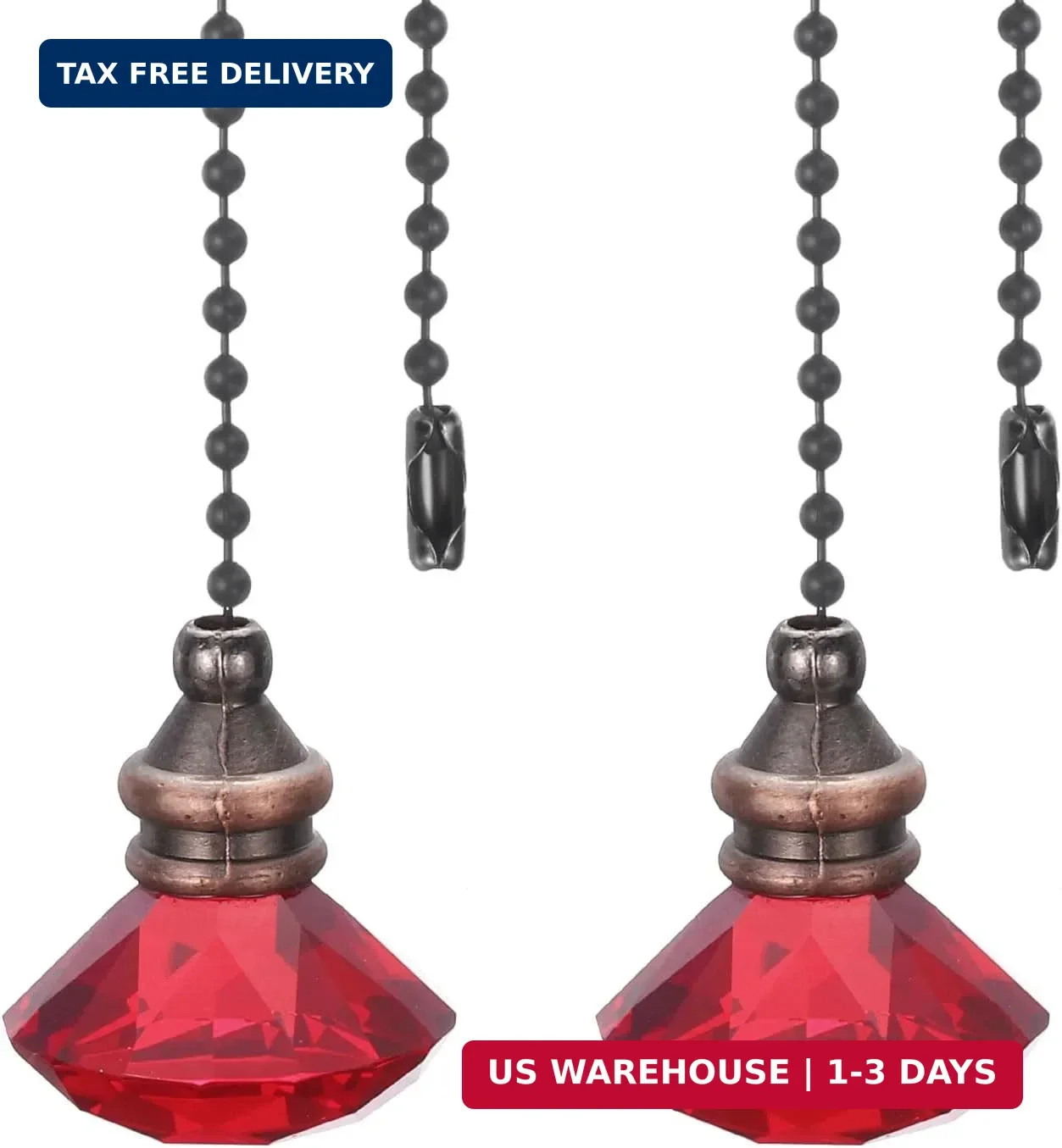Ceiling Fan Pull Chain, 2 Pack 12" Decorative Diamond Pendant Chain Exte