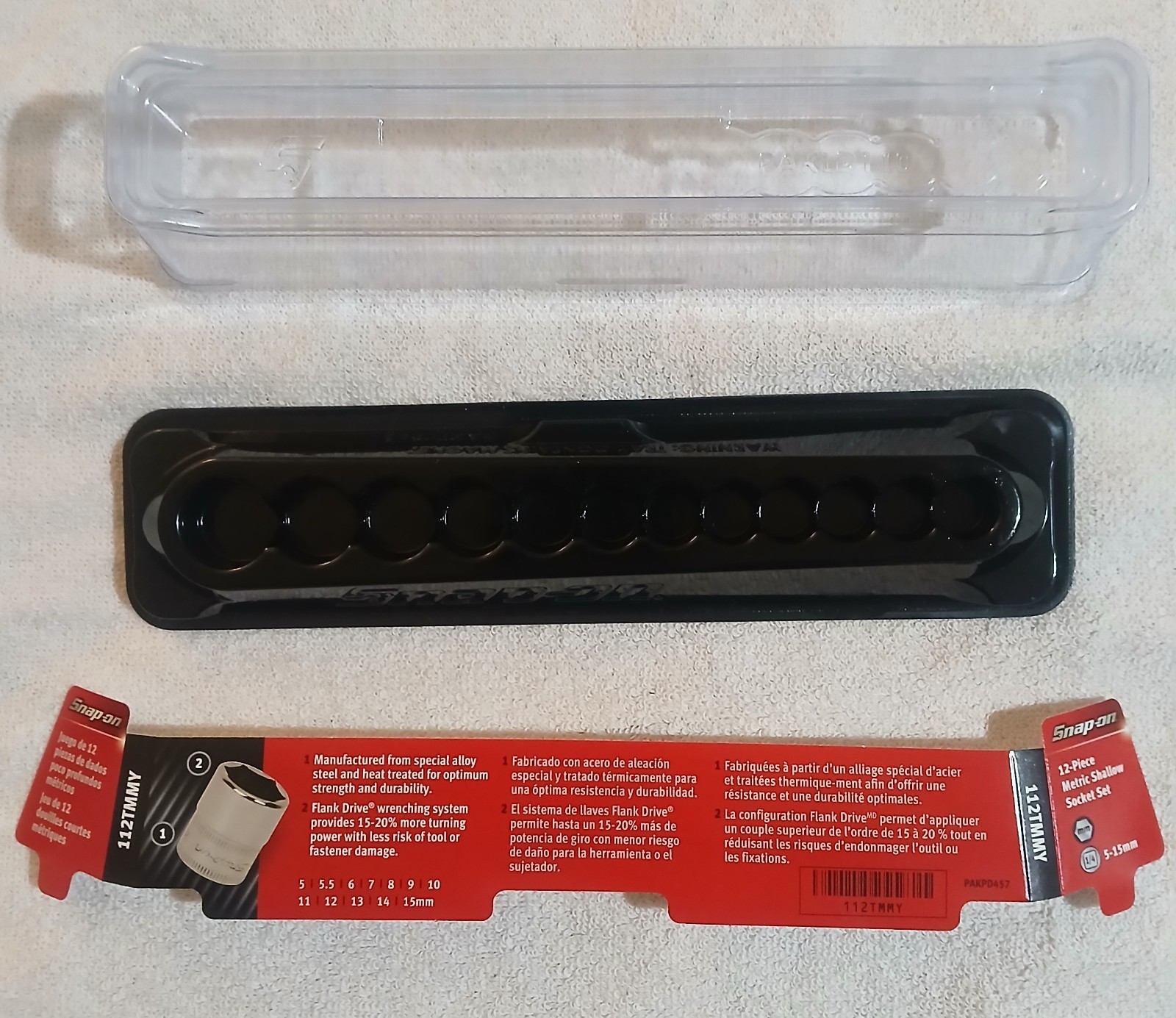 Snap-On Socket Tray - 12pc Metric Shallow - 112TMMY - PAKTY263 w/Lid & Info Card