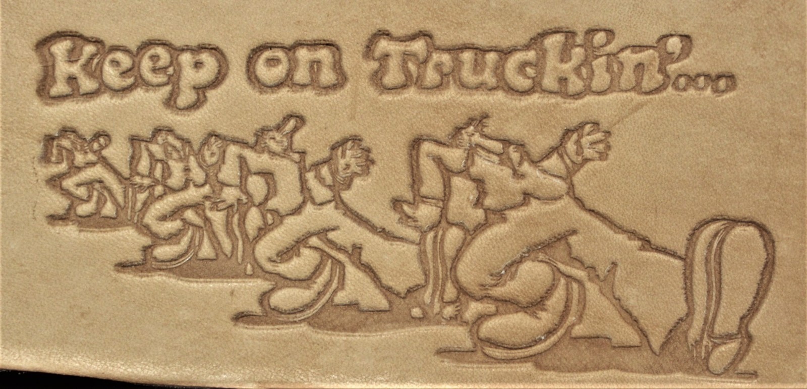 ACRYLIC Leather Embossing Stamp KEEP ON TRUCKING #2 for Veg Tanned Leather