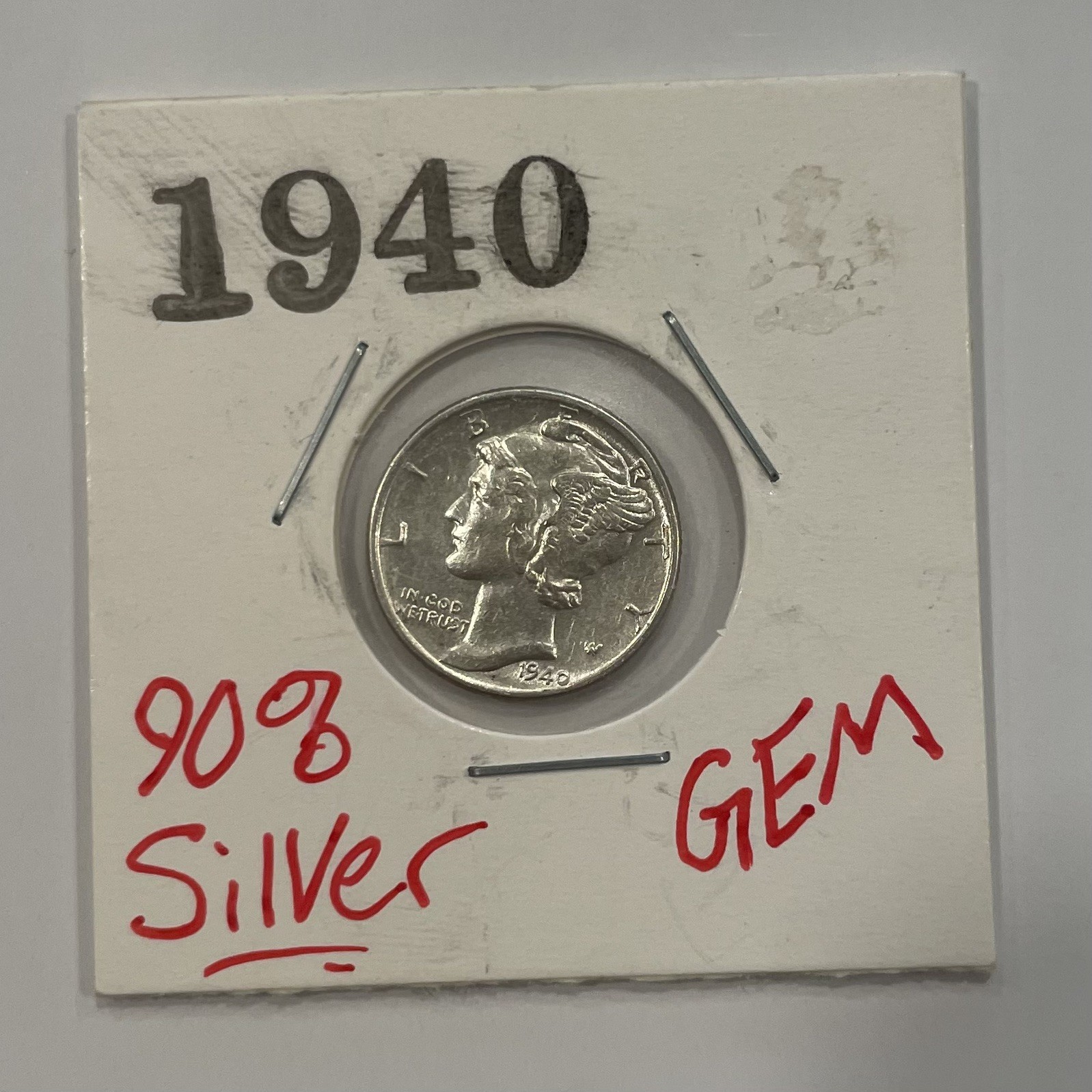 1940 10C Mercury Winged Liberty Silver Dime in Gem Condition