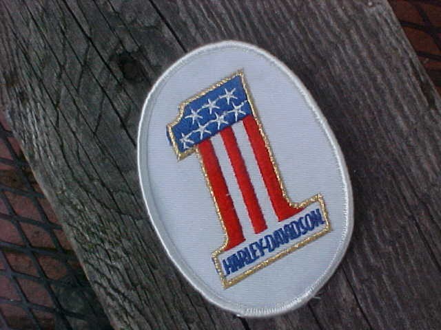 1970s HARLEY DAVIDSON AMF ERA #1 PATCH STARS & STRIPES GOLD STITCH NOS ORIG!