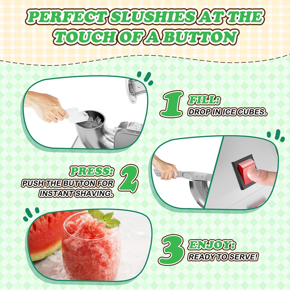 Commercial Shaved Ice Machine - Electric Snow Cone Machine, Suitable for Party