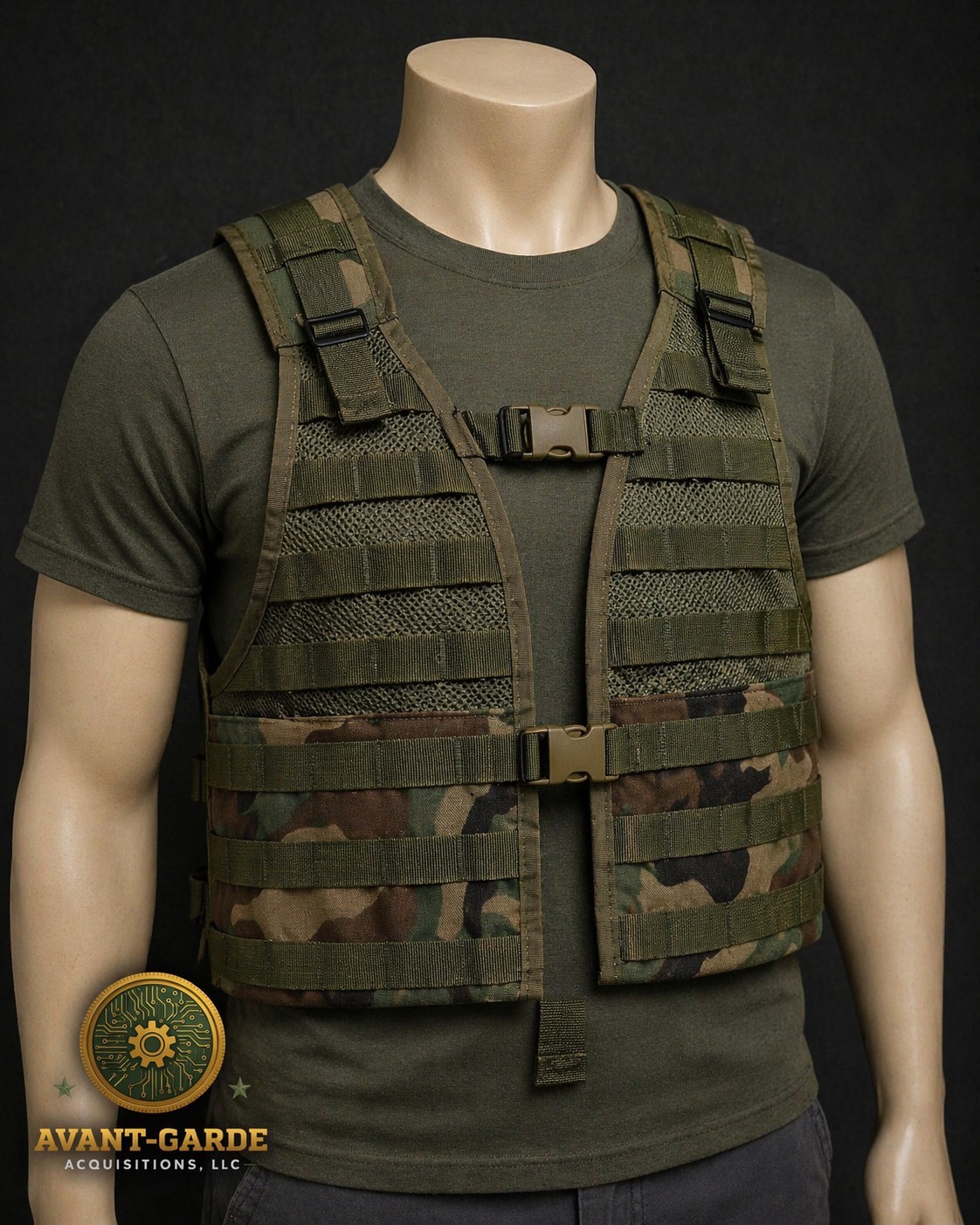 US Military MOLLE Assault Vest Woodland Camo – SDS Tactical Load Bearing Vest –